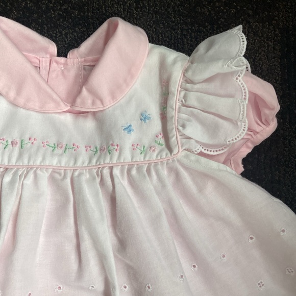 Vintage 90’s Summer Baby Dress 2-piece Pink with White Pinafore 6-9 months Y2K - Picture 3 of 8